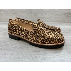 Donald Pliner Women's Ombre Leopard Calf Hair Lug Sole Loafers Tan 8.5 Shoes